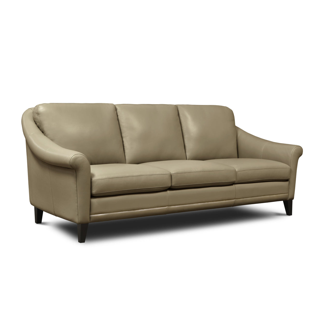 GTR Sienna Beige Leather Midcentury Sofa