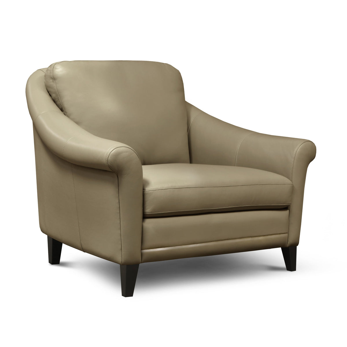 GTR Sienna Beige Leather Midcentury Armchair