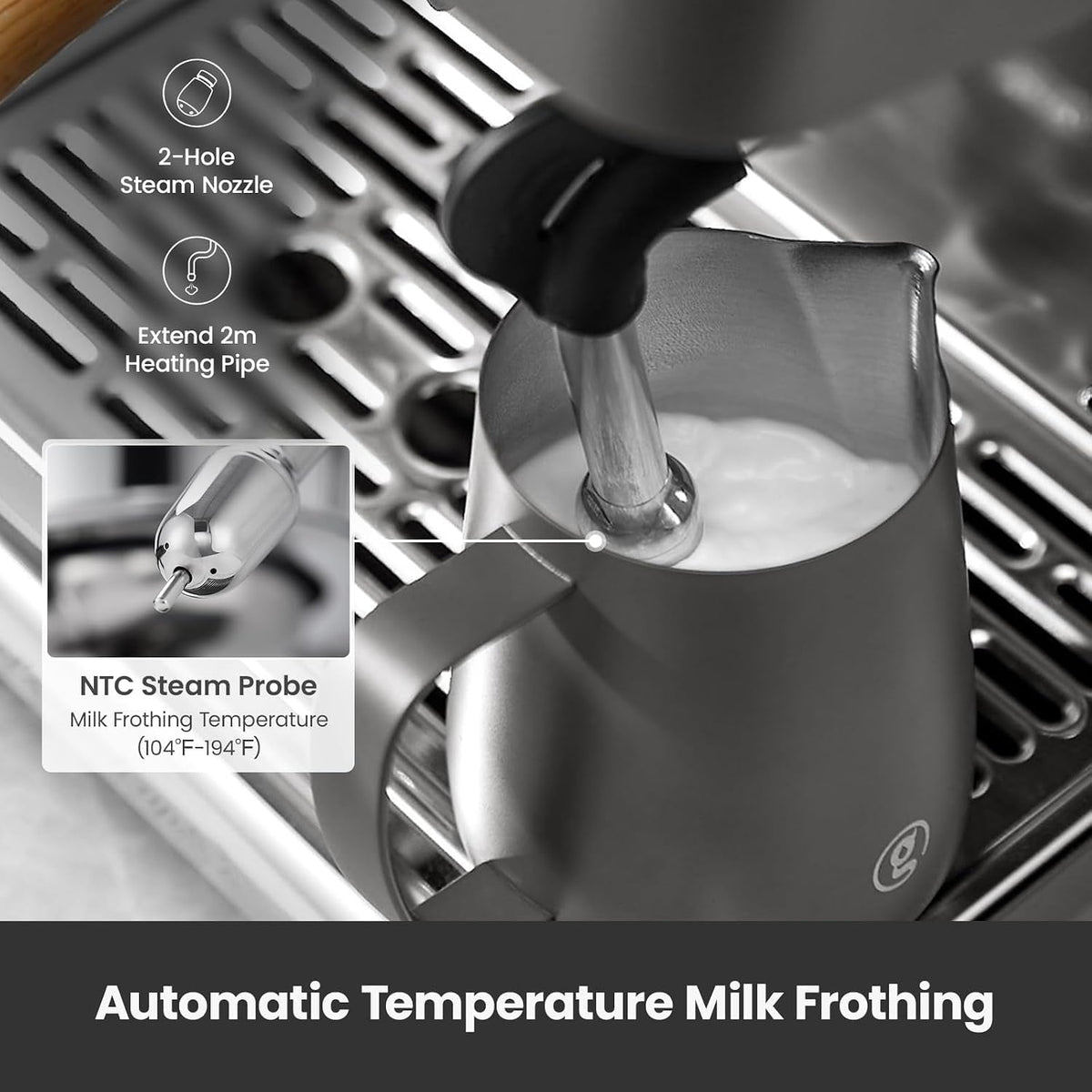 Gemilai G3028A Espresso Machine - 15 Bar with Dual PID, Adjustable OPV & Auto Milk Frother - G3028A