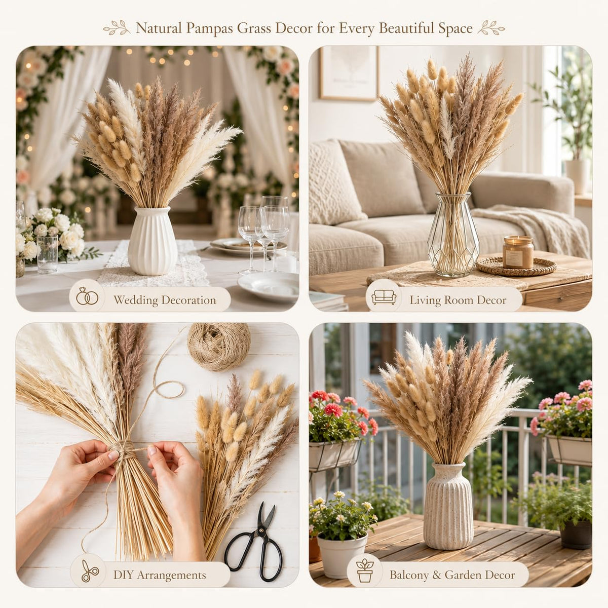 Dried Pampas Grass Bouquet – 100 Stems
