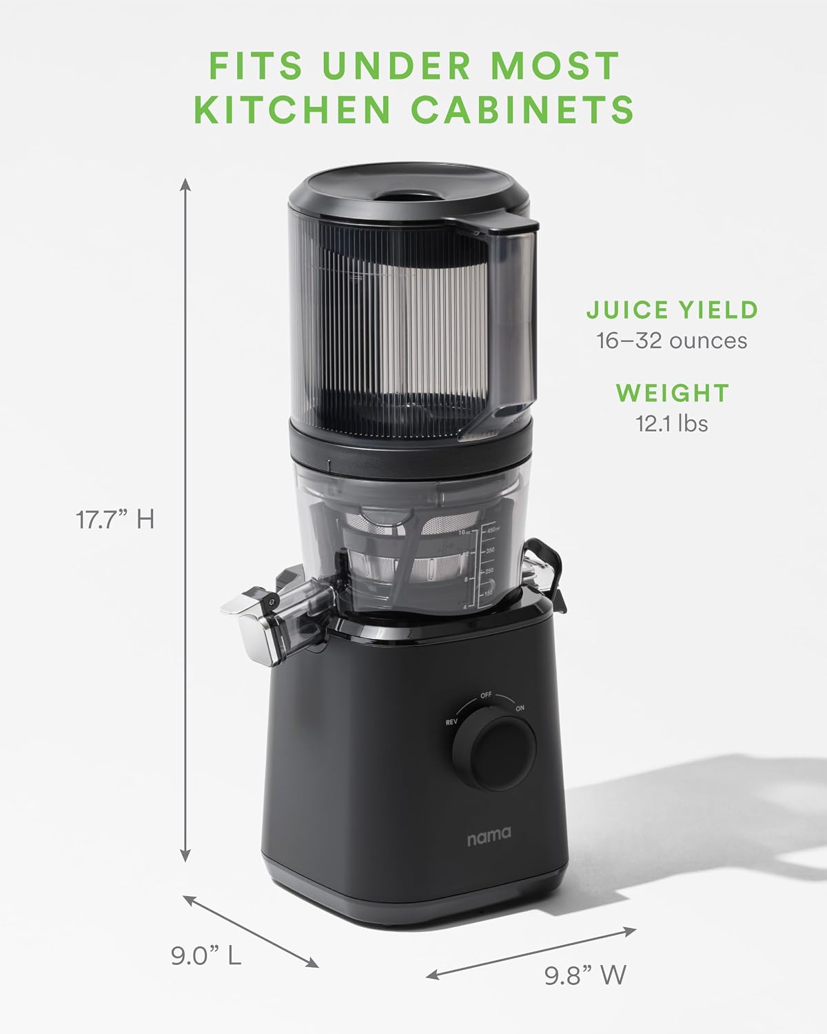 NAMA Cold Press Juicer - Hands-Free Self-Feeding Hopper with 15-Year Warranty - J2