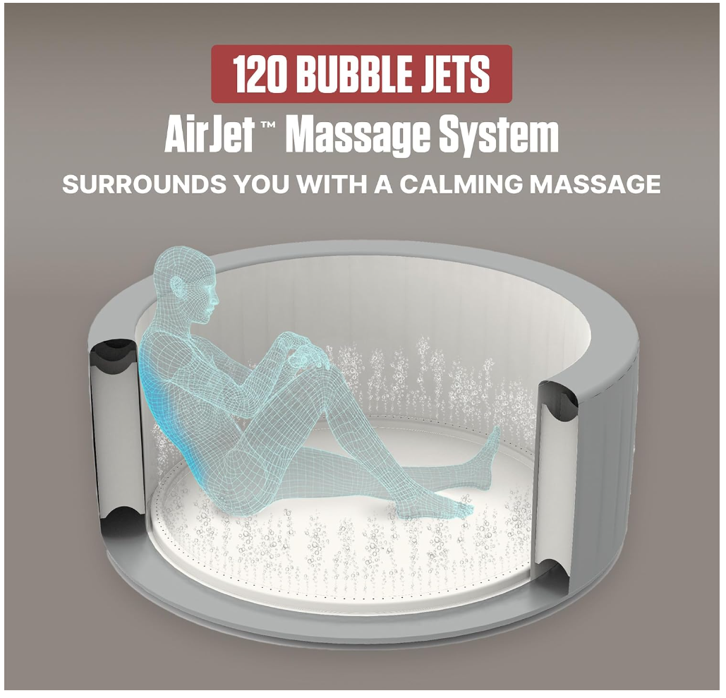 Coleman SaluSpa Miami Energy-Efficient AirJet Inflatable Hot Tub, 2–4 Person, Black
