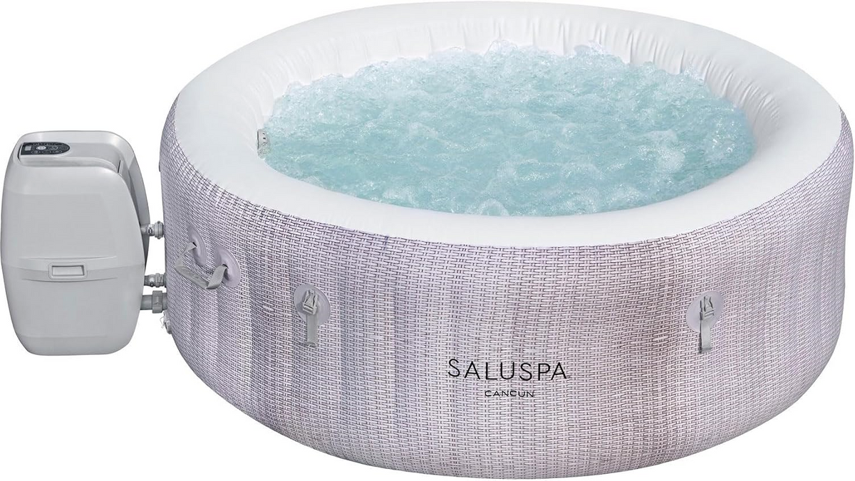 Bestway SaluSpa Cancun AirJet Inflatable Hot Tub, 2–4 Person, 71 × 26 in, Grey