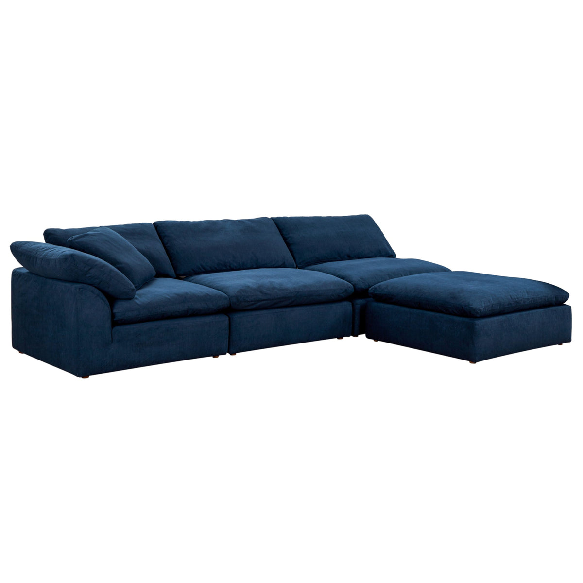 Sunset Trading Cloud Puff 4 Piece 132" Wide Slipcovered Modular Sectional Sofa with Ottoman