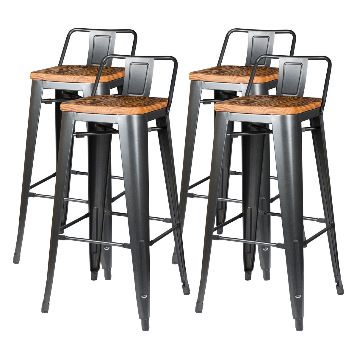 New Pacific Direct Metropolis Low Back Bar Stool, (Set of 4) 938537-GM