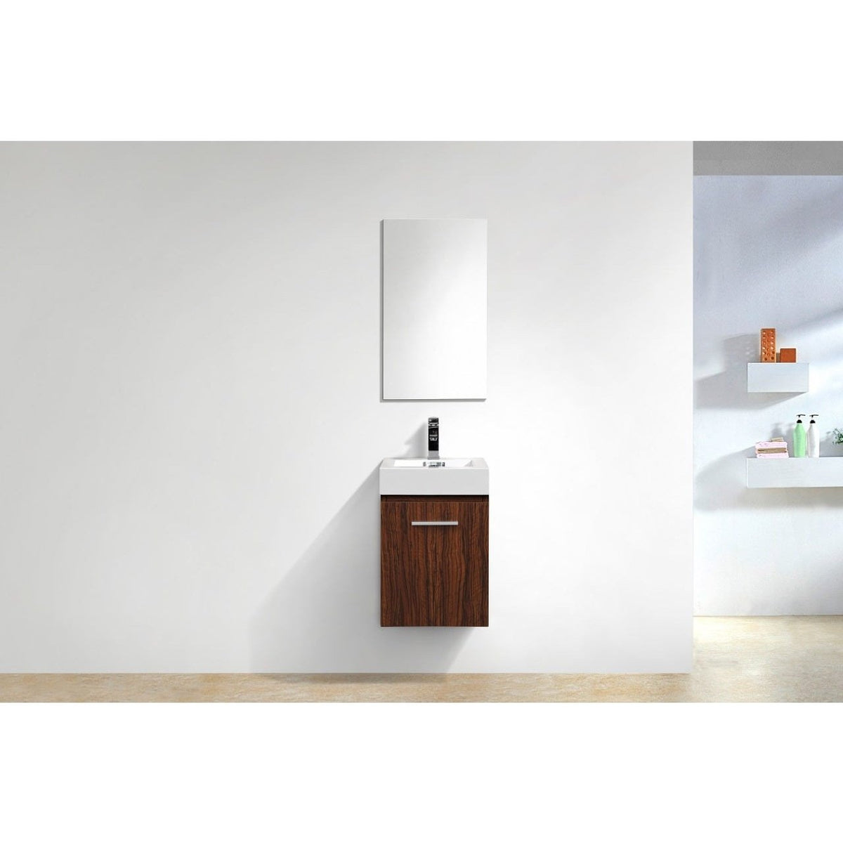 KubeBath Bliss Wallnut Wall Mount Modern Bathroom Vanity