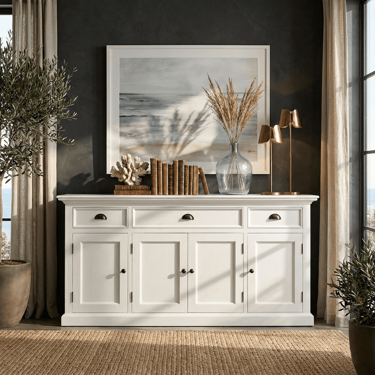 NovaSolo Halifax Buffet Console Table In Classic White CA633