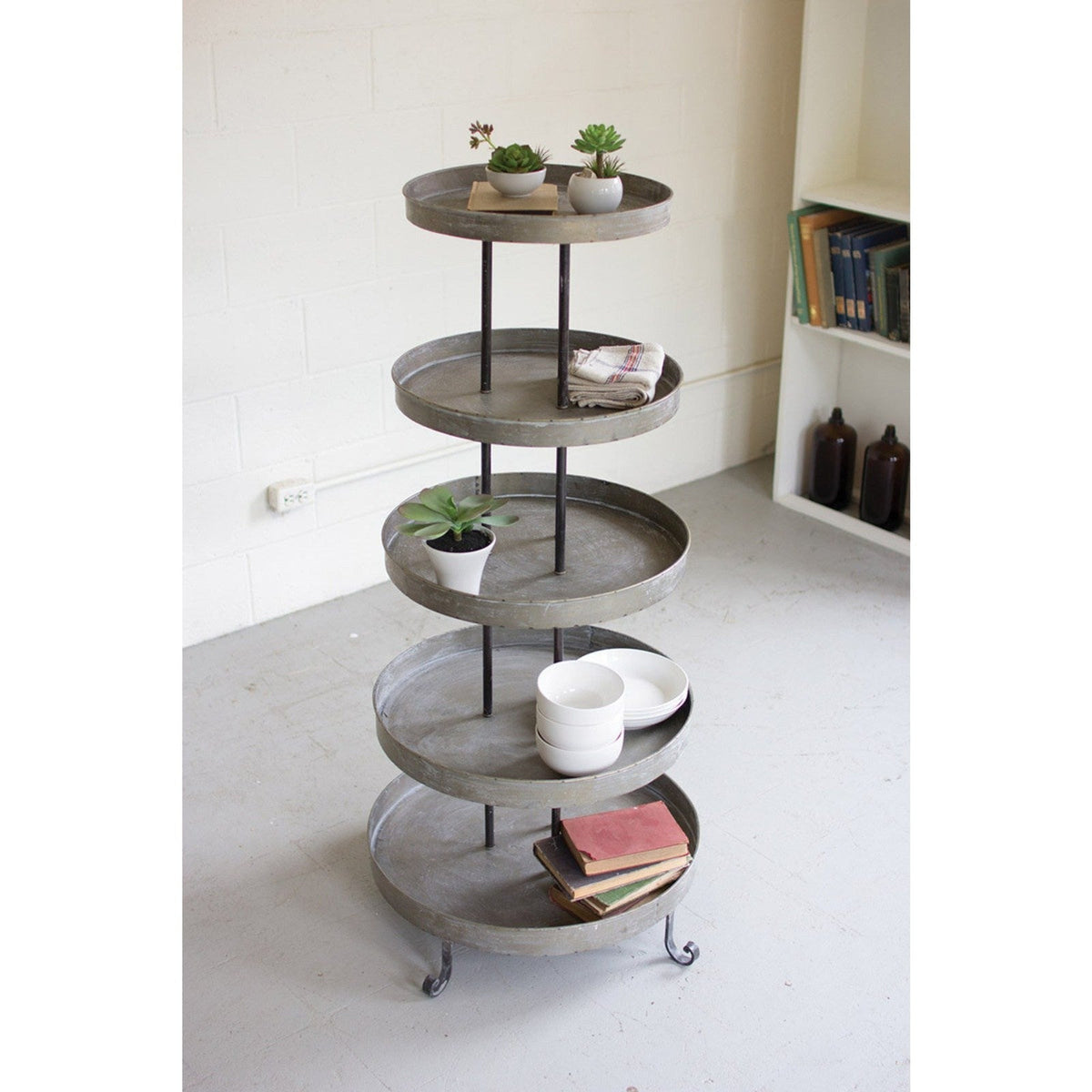 Kalalou Five Tiered Round Metal Display Tower