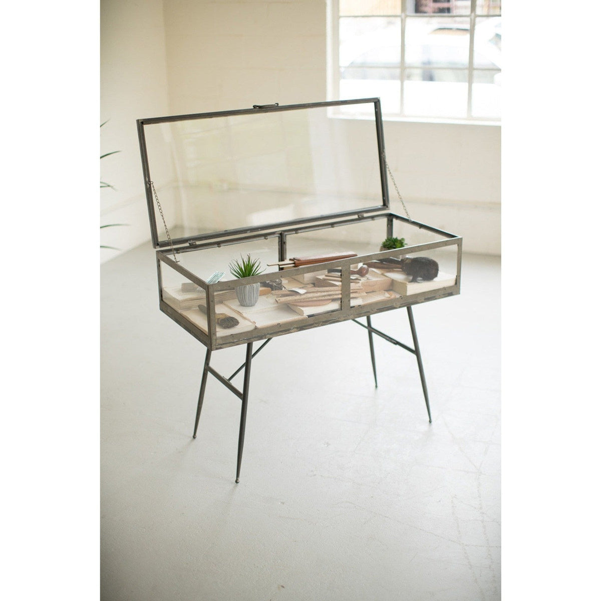 Kalalou Metal Framed Glass Display Cabinet