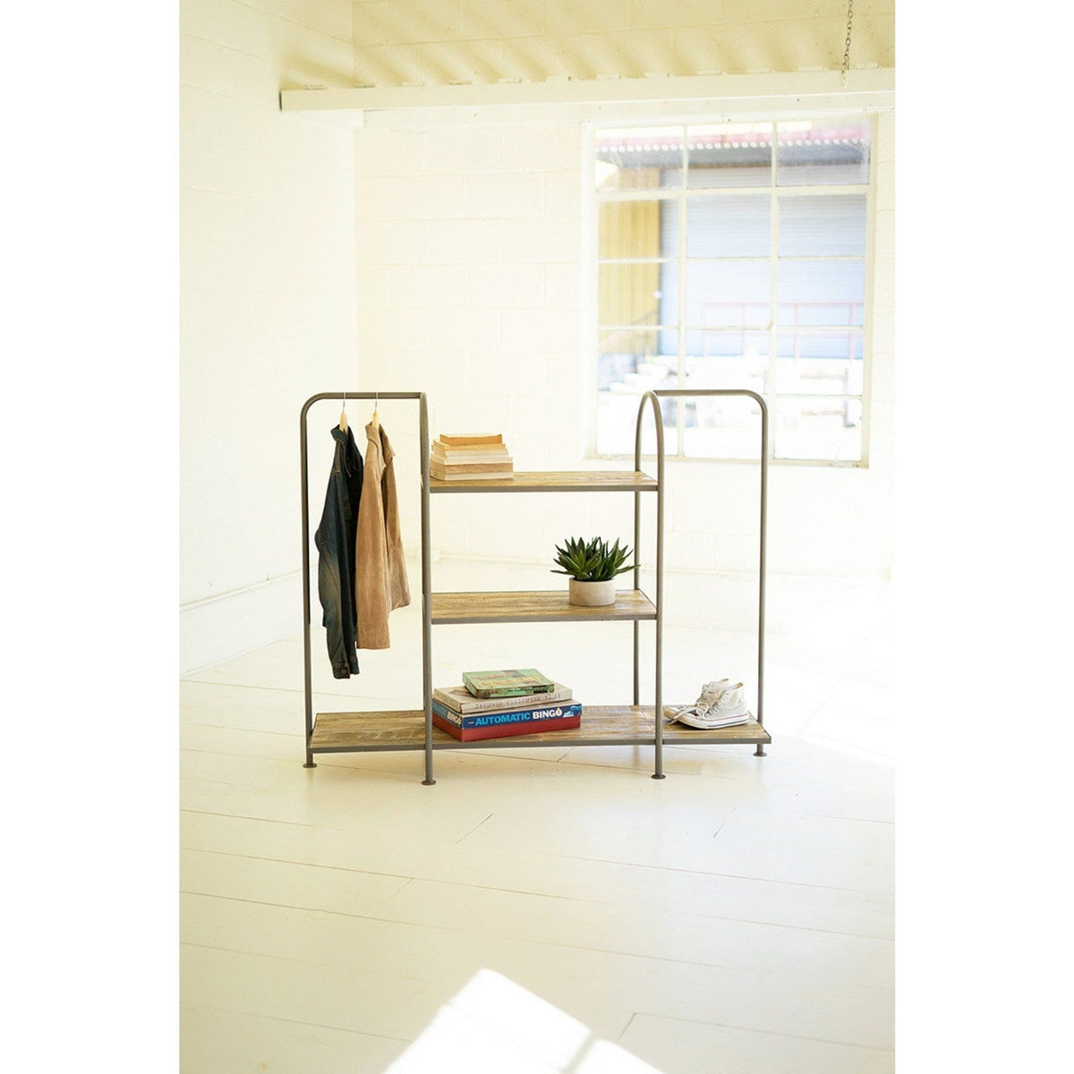 Kalalou Horizontal Recycled Wood Metal Display Unit