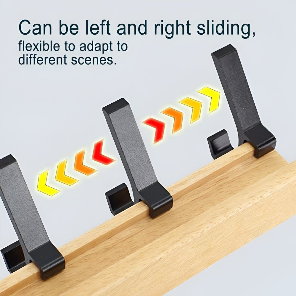 Wall-Mounted Wooden Coat Rack with 5 Sliding Double Hooks