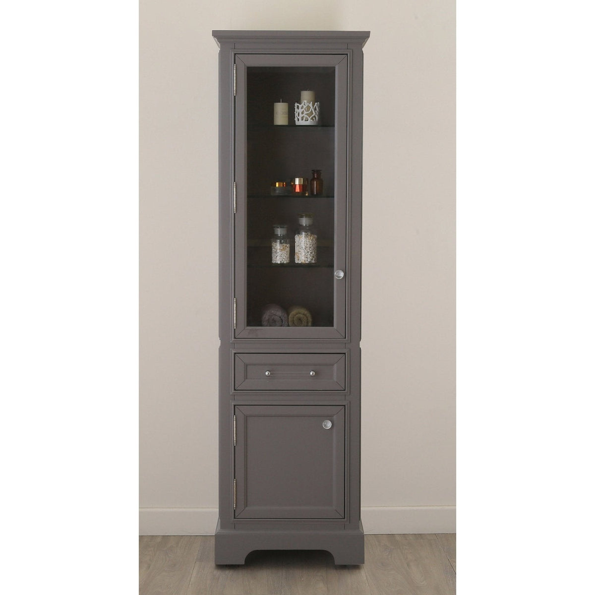 Water Creation Derby Collection Linen Cabinet In Cashmere Grey