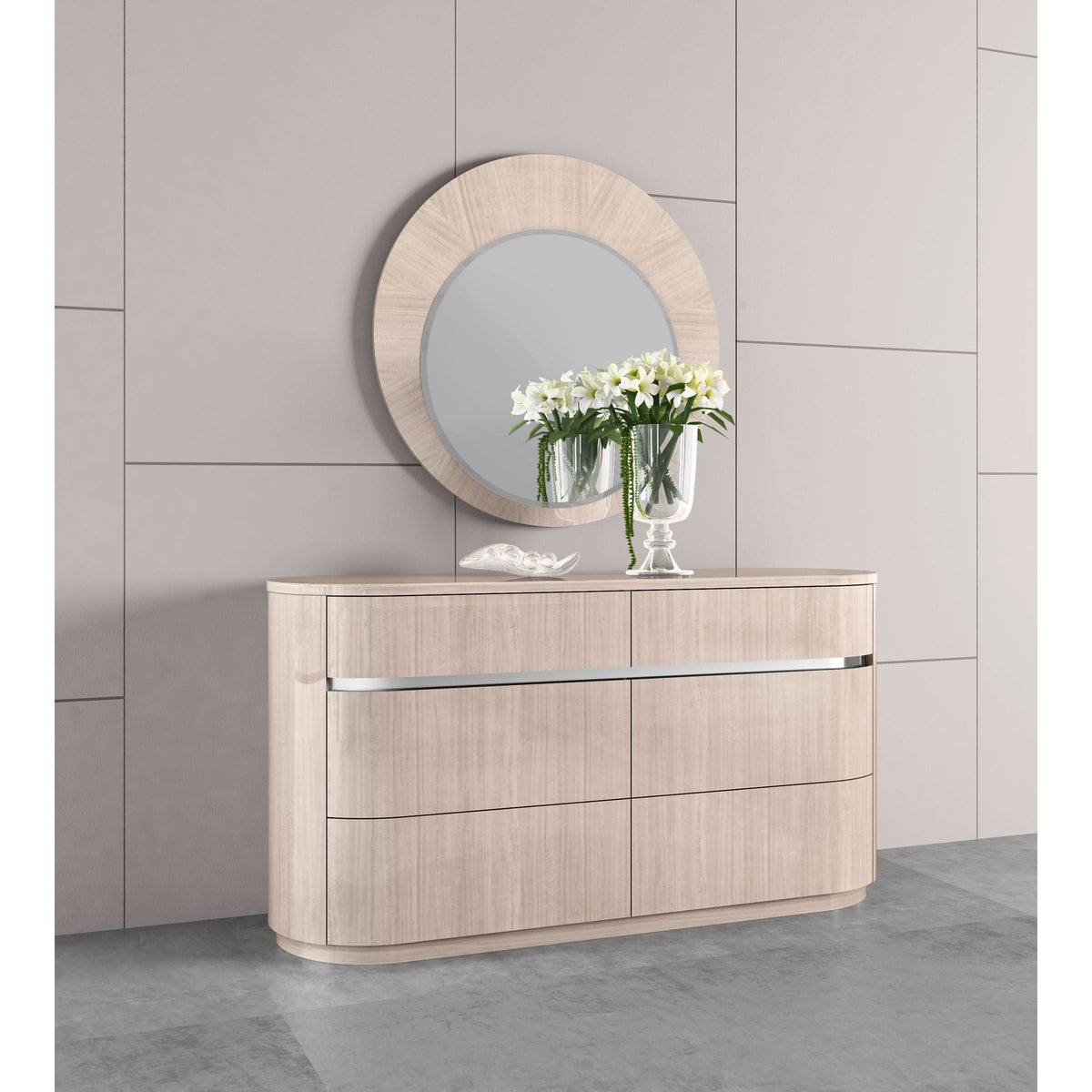 Whiteline Modern Living Waves Round Mirror