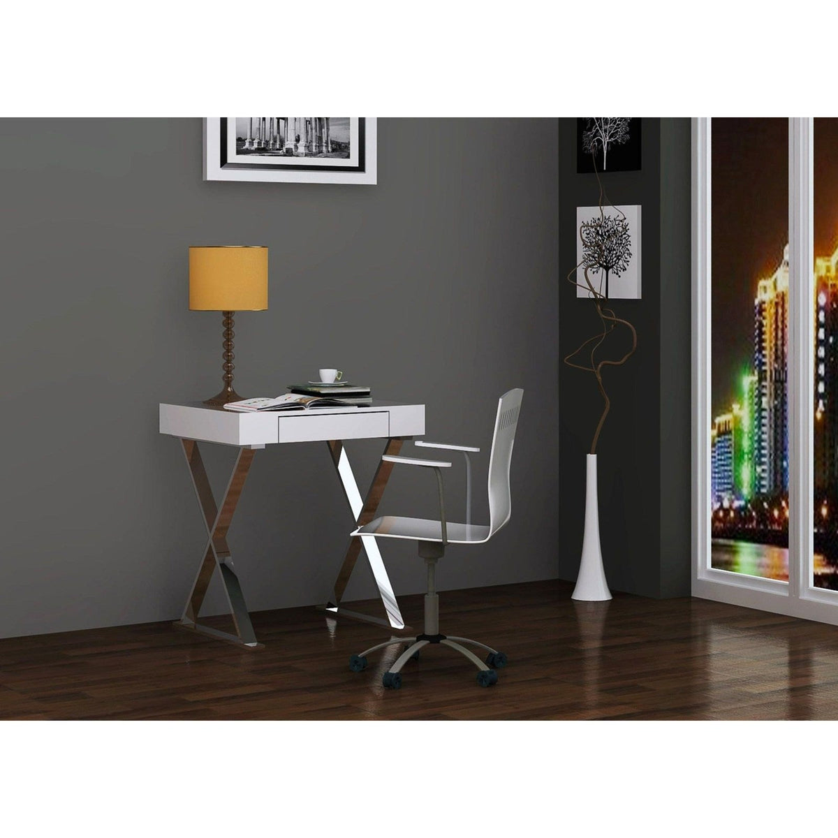 Whiteline Modern Living Elm Desk Small