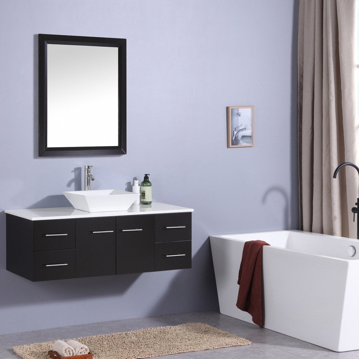 Eviva Totti Wave 48" Modern Bathroom Vanity with Countertop and Sink