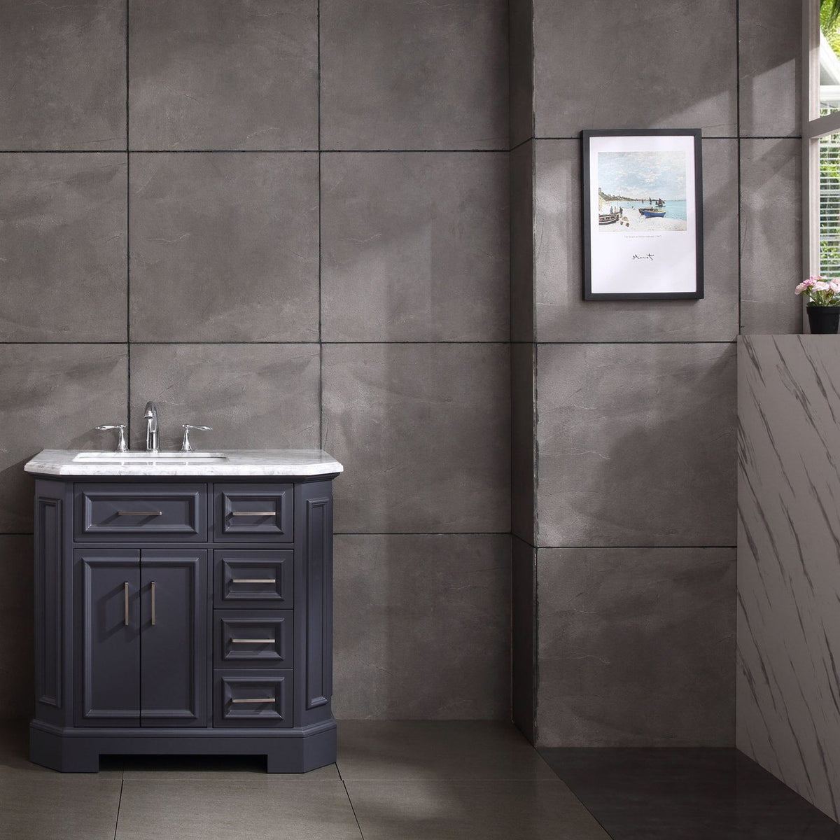 Eviva Glory 42" Bathroom Vanity with Carrara Marble Counter-top and Porcelain Sink