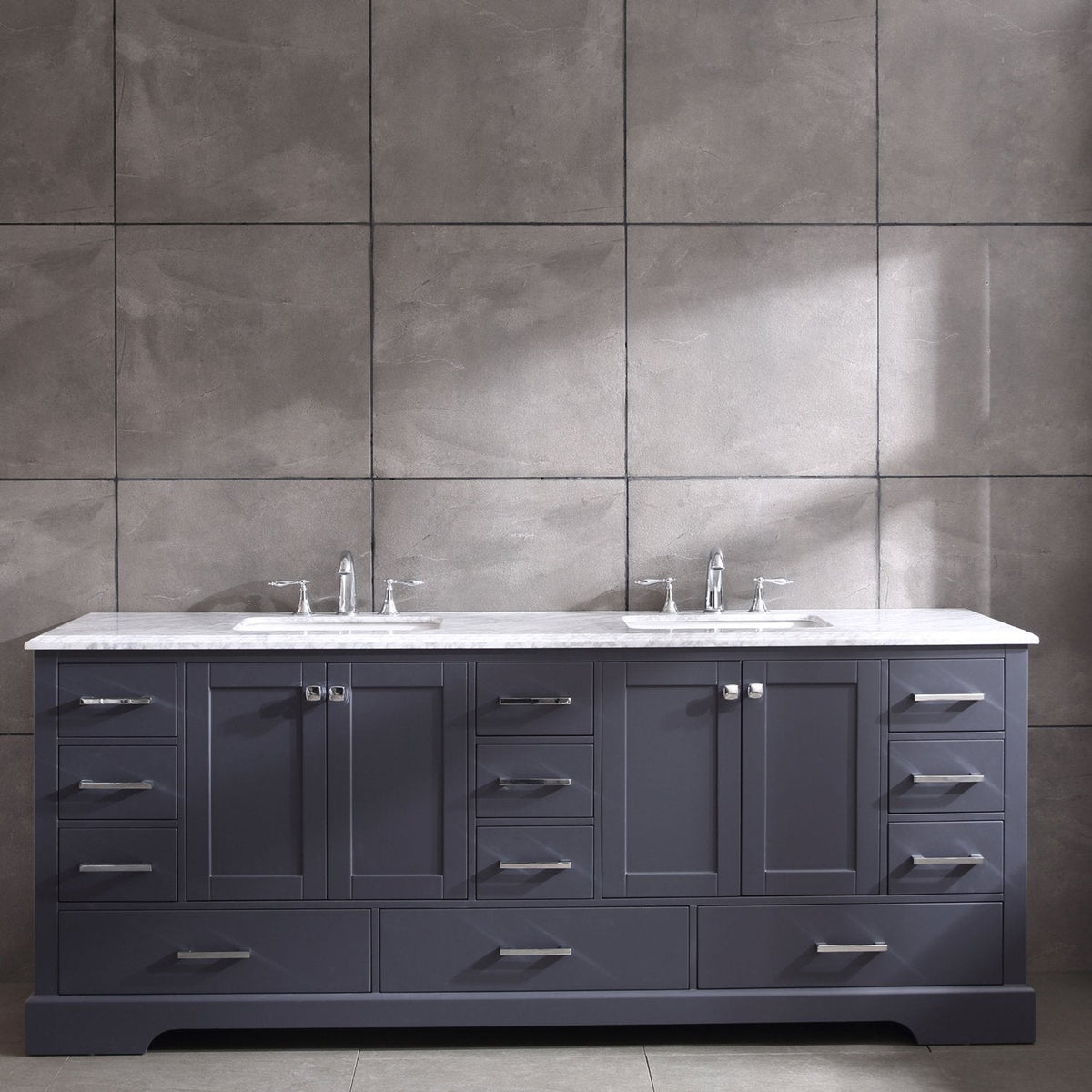 Eviva Storehouse 84" Bathroom Vanity with Laxurious White Carrera Countertop