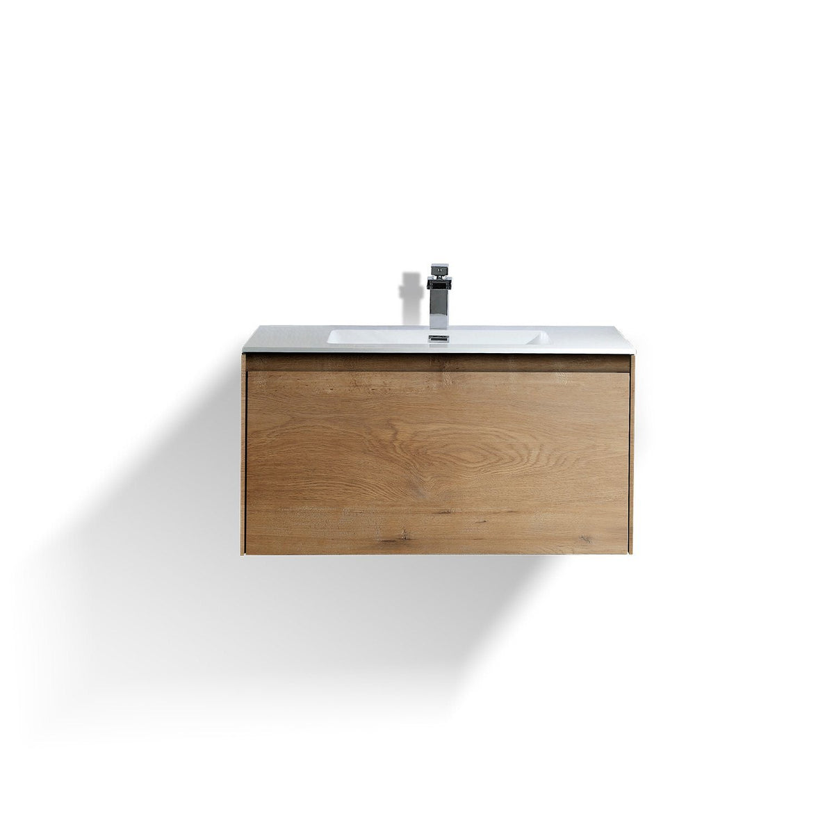 Eviva Madeira 36" Oak Wall Mount Bathroom Vanity with White Integrated Acrylic Sink