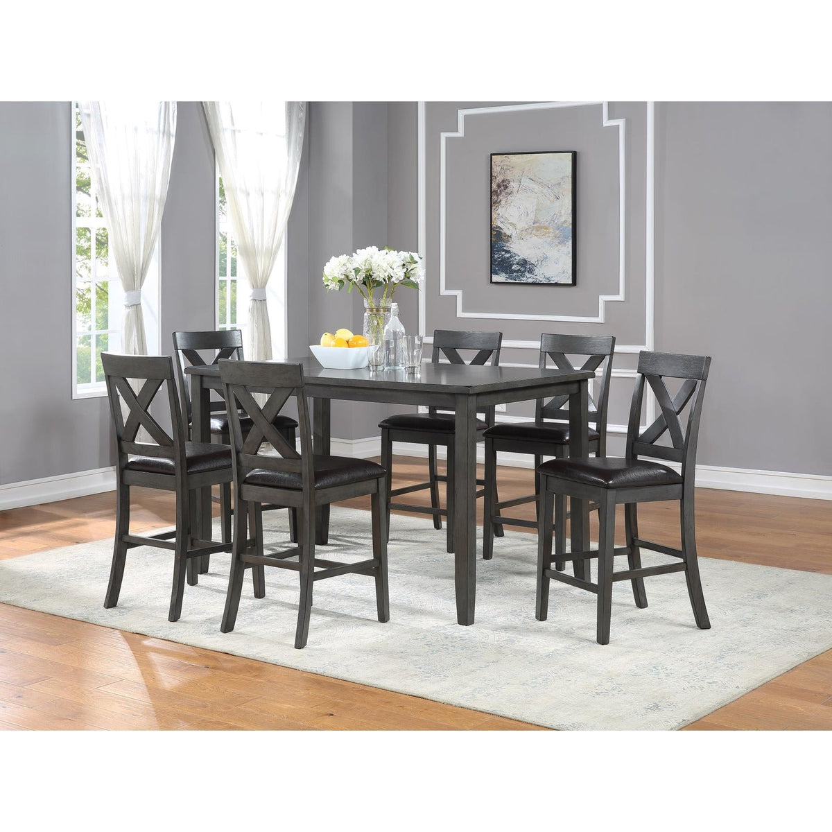 Kinger Home Monterey Counter Height 7-Pieces Indoor Dining Set