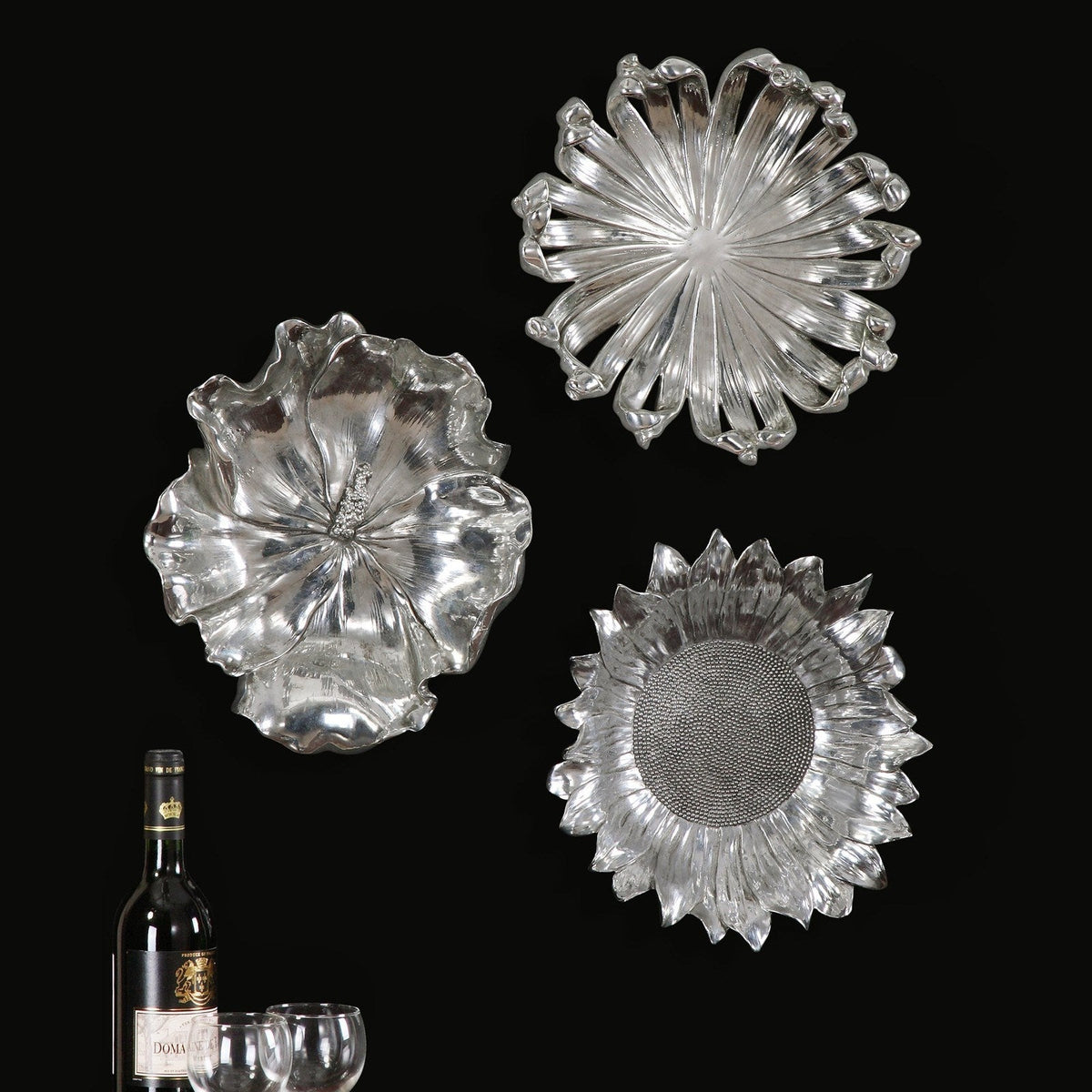 Uttermost Silver Flowers Wall Art, Set/3 08503