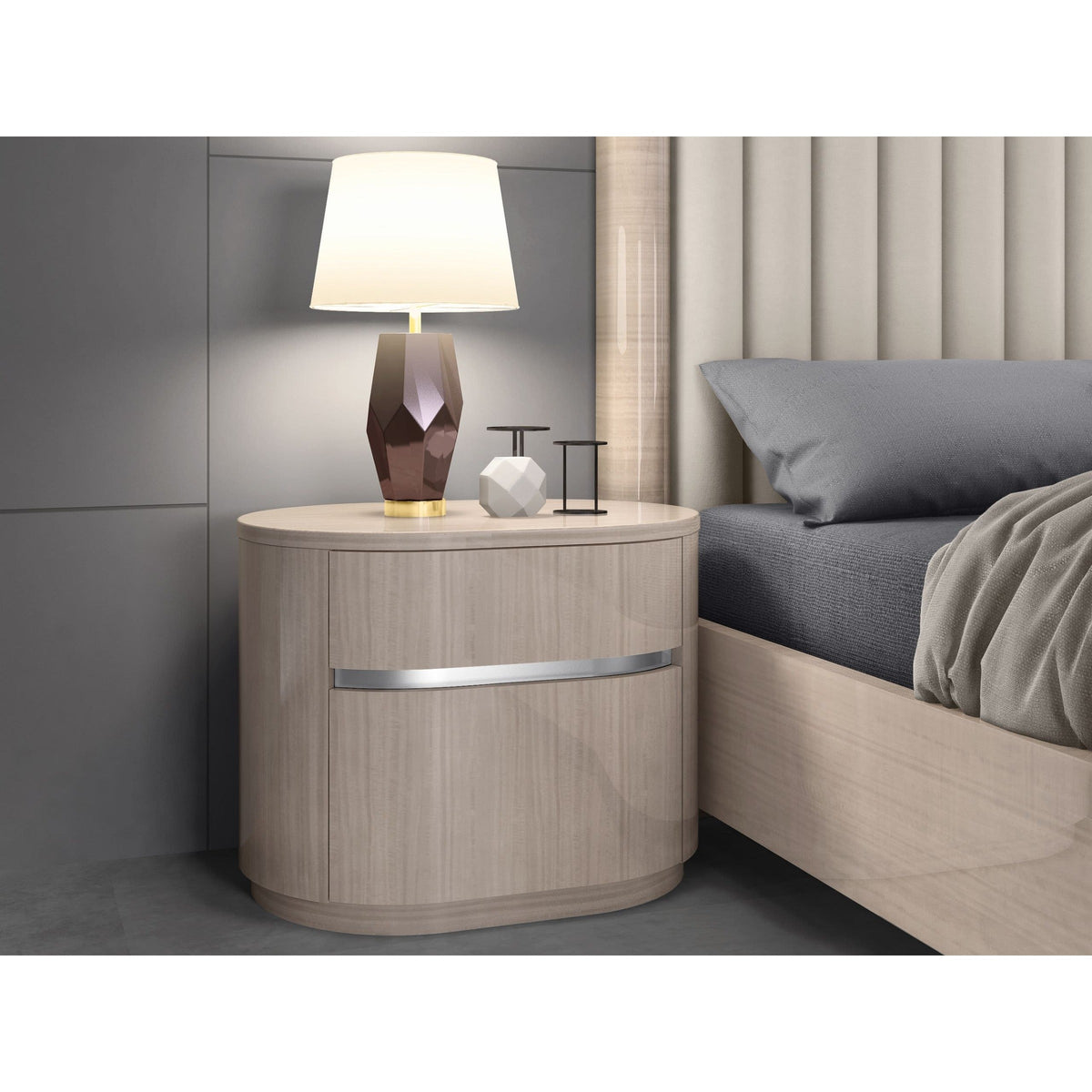 Whiteline Modern Living Waves Nightstand
