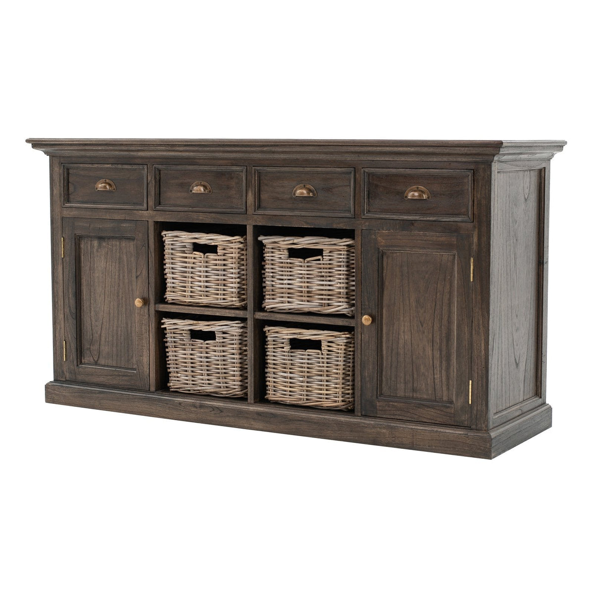 NovaSolo Halifax Mindi Buffet with 4 Baskets Black Wash B189BW