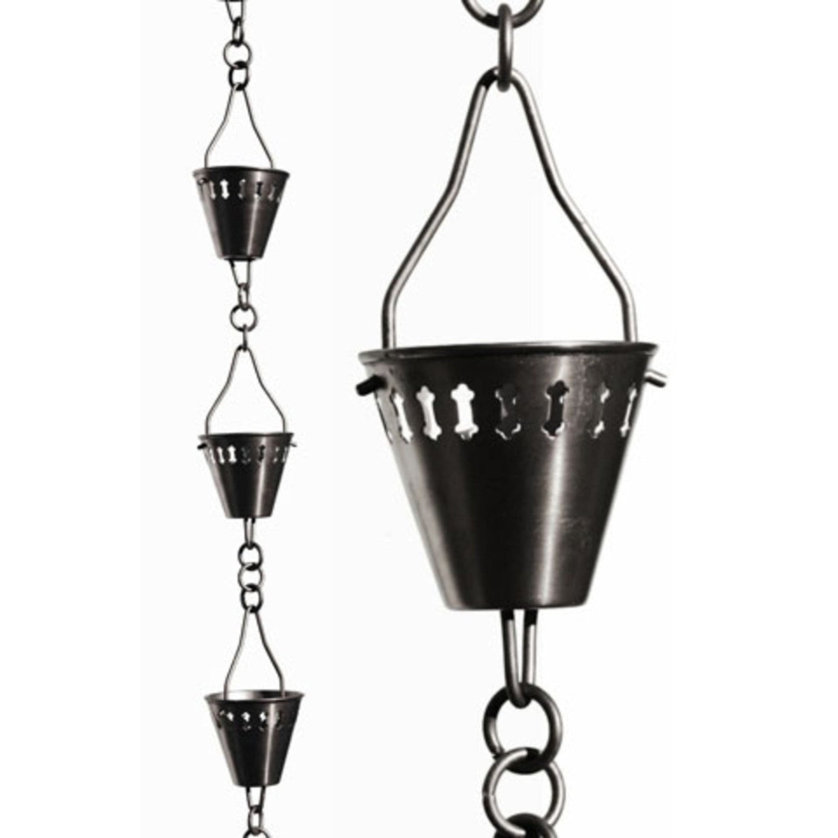Patina Products Brushed Stainless Shade Cup Rain Chain-Full Length R264