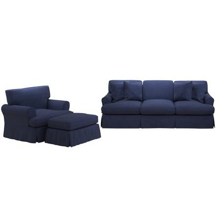 Sunset Trading Horizon 3 Piece Slipcovered Living Room Set