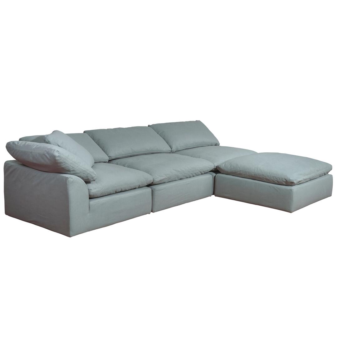 Sunset Trading Cloud Puff 4 Piece 132" Wide Slipcovered Modular Sectional Sofa with Ottoman