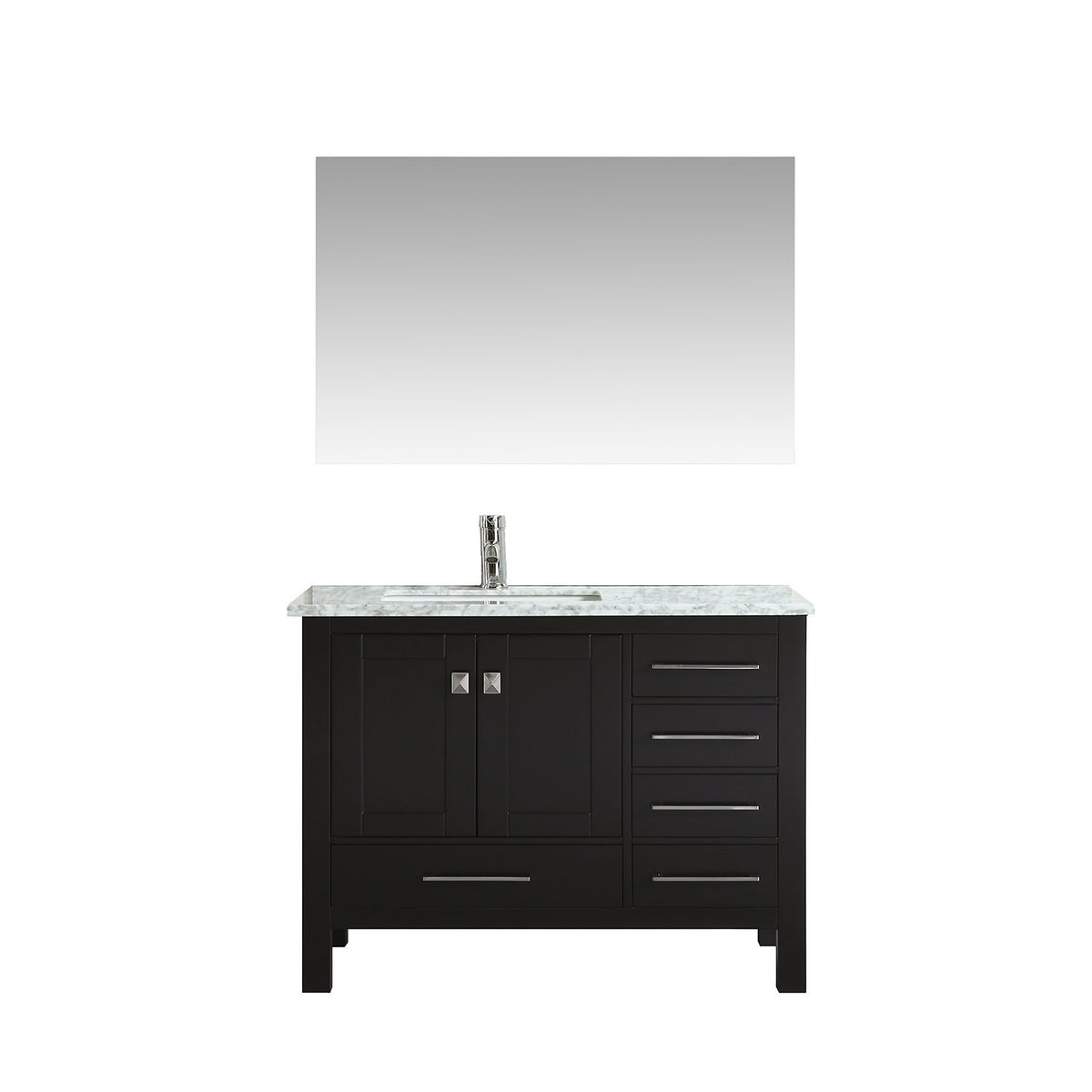 Eviva London 42" Transitional Bathroom Vanity with White Carrara Marble Countertop