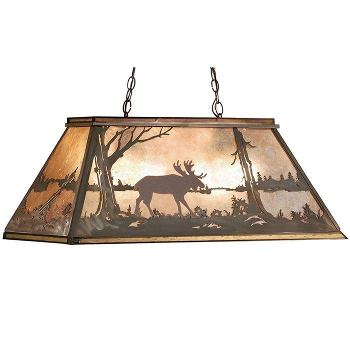 Meyda 33" Long Moose at Lake Oblong Pendant