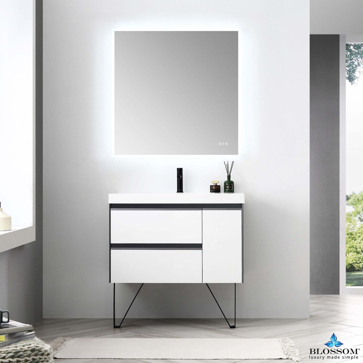 Blossom Berlin – 36 Inch Vanity – Glossy White & Glossy Grey