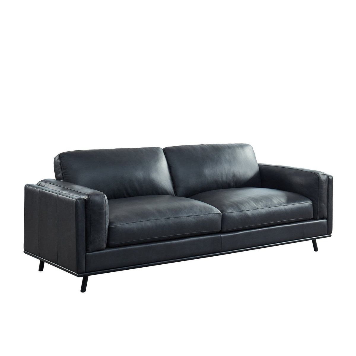 GTR Milano Dark Gray Black Leather Sofa