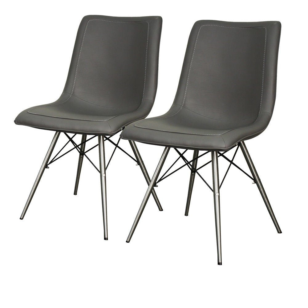 New Pacific Direct Blaine PU Chair Stainless Steel Legs, (Set of 2) 568236P-SG-SS