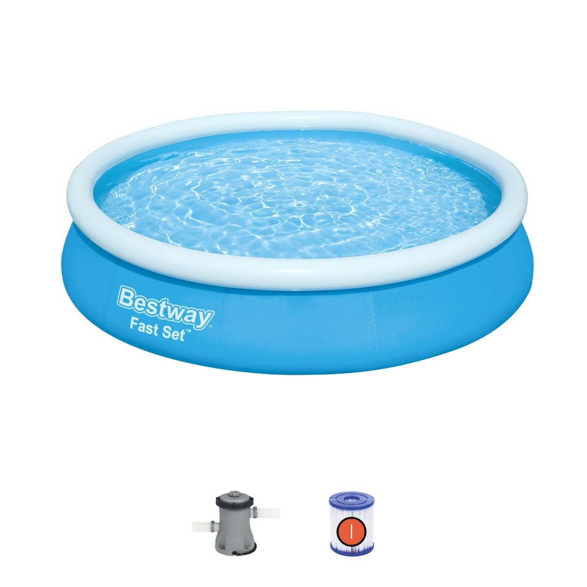 Bestway Fast Set 12ft x 30in Round Inflatable Above Ground Pool Set with Filter Pump