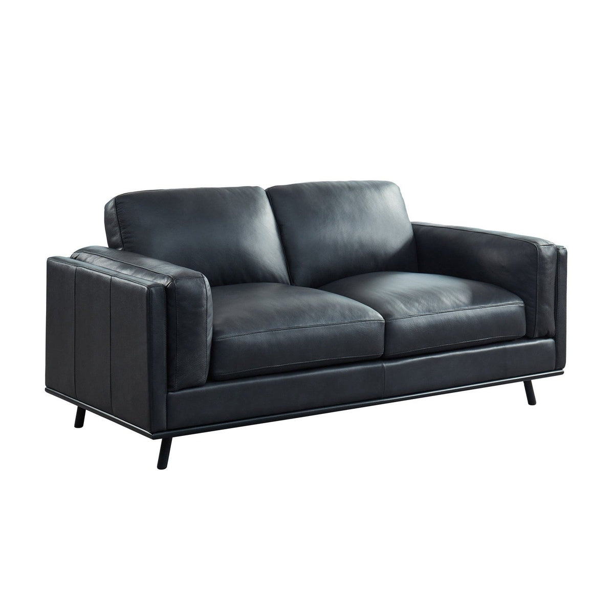 GTR Milano Dark Gray Black Leather Loveseat