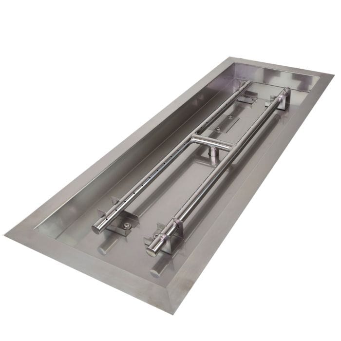 Grand Canyon Stainless Steel Rectangle Fire Pit Burner Kit with Drop-In Pan DIP-REC