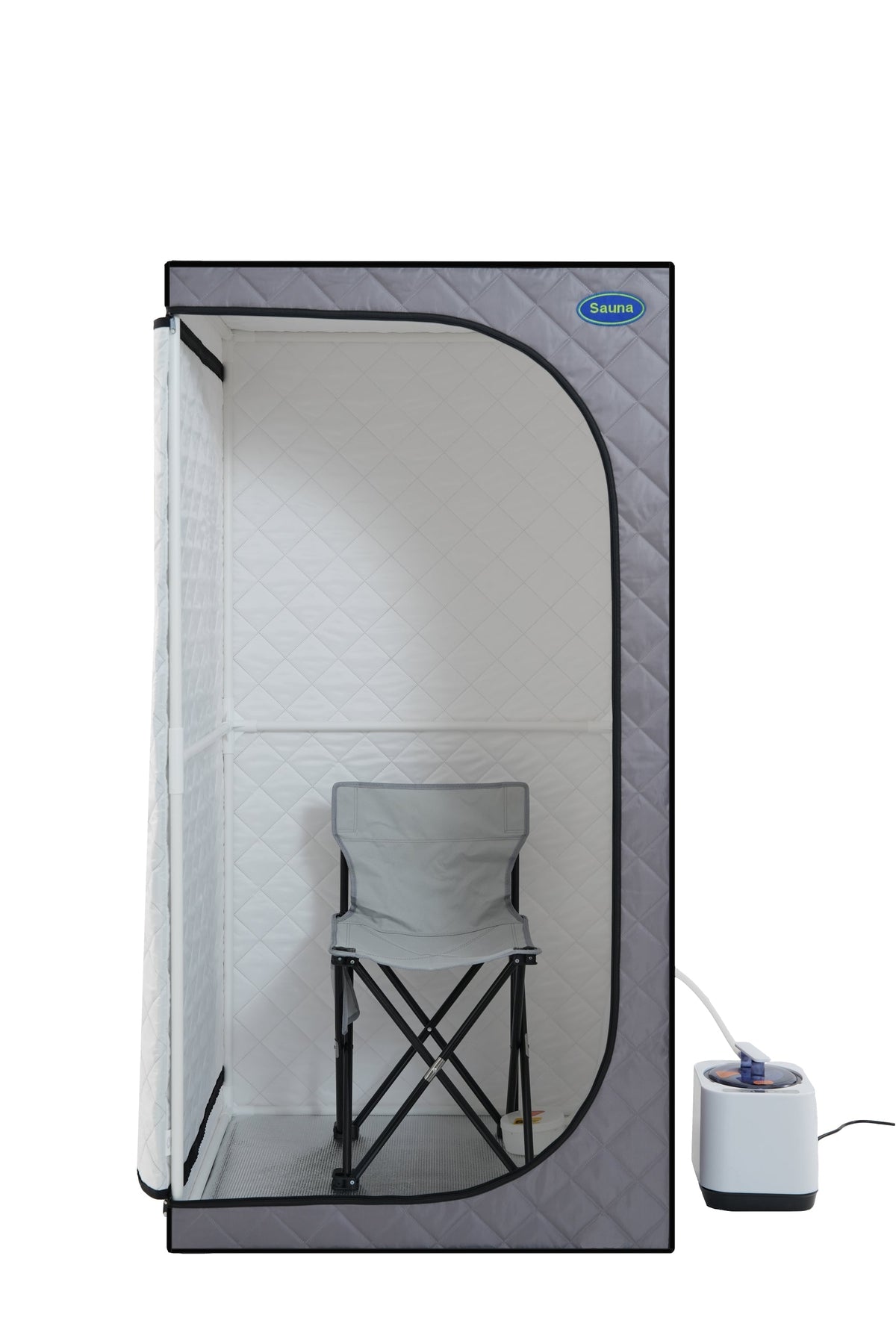 Portable Steam Sauna Tent with 2.2L Steamer, Remote Control & Folding Chair - Grey