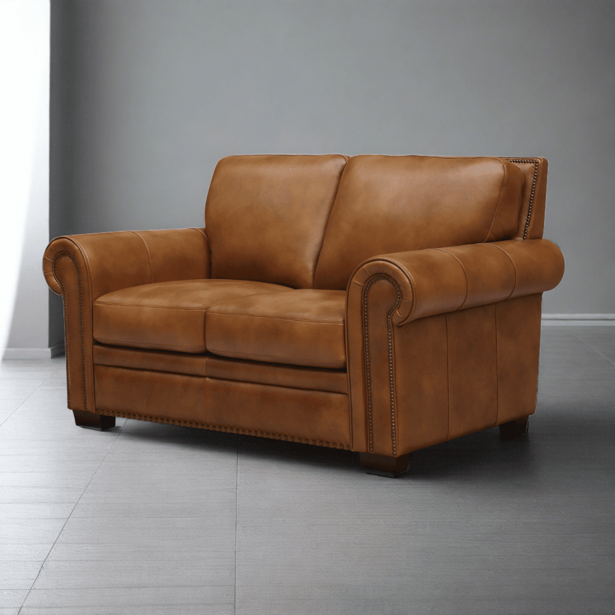 GTR Toulouse Brown Leather Loveseat
