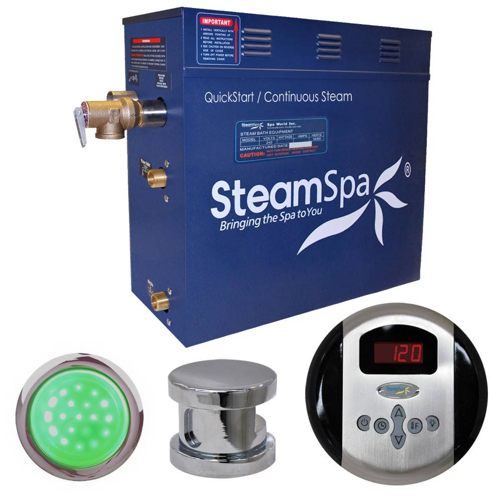 SteamSpa Indulgence 6 KW QuickStart Acu-Steam Bath Generator Package in Polished Chrome IN600CH