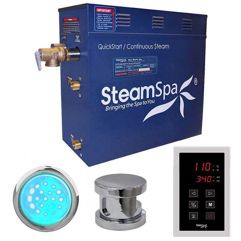 SteamSpa Indulgence 4.5 KW QuickStart Acu-Steam Bath Generator Package in Polished Chrome INT450CH