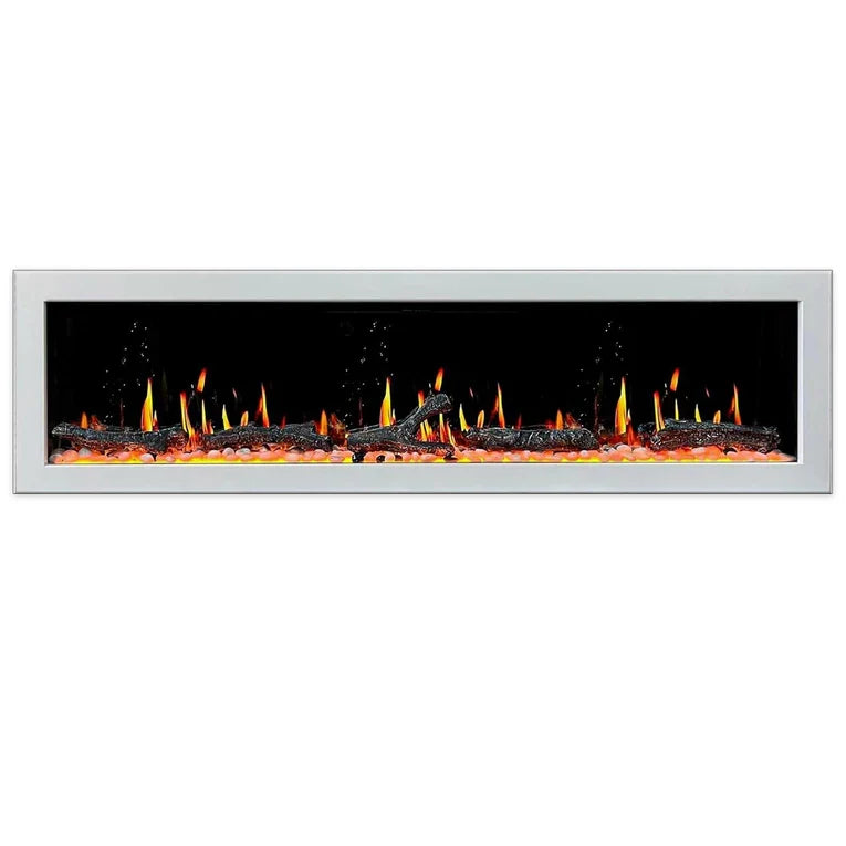 Litedeer Homes Latitude II 78" Smart Electric Fireplace with App Driftwood Log & River Rock ZEF78VW