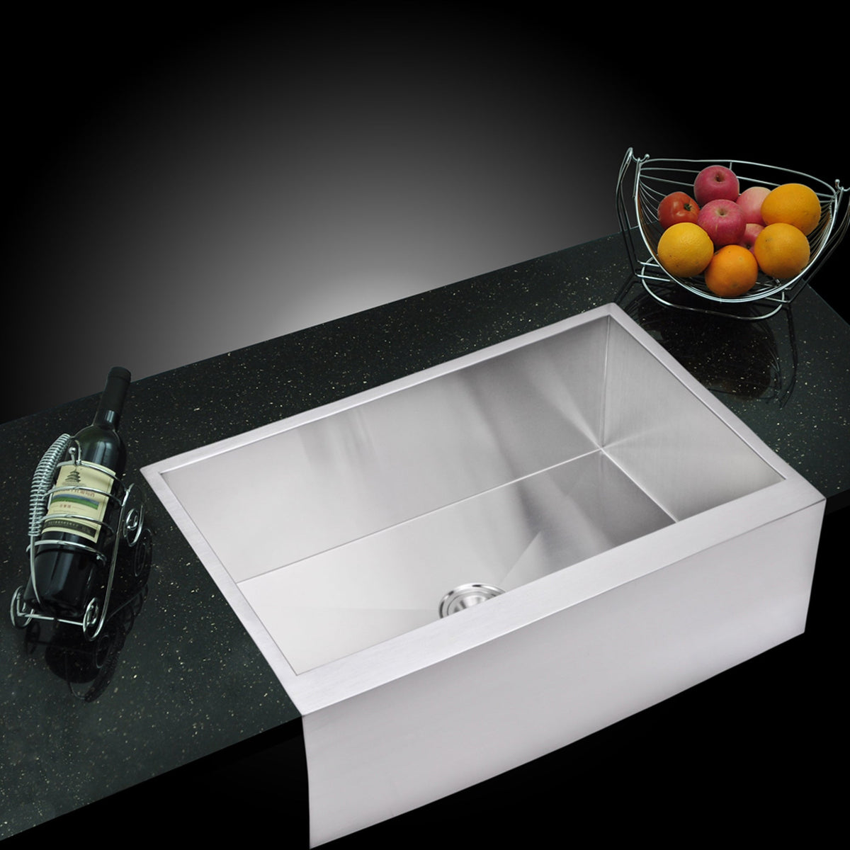 Water Creation 33 x 21 Zero Radius Single Bowl Stainless Steel Hand Made Apron Front Kitchen Sink