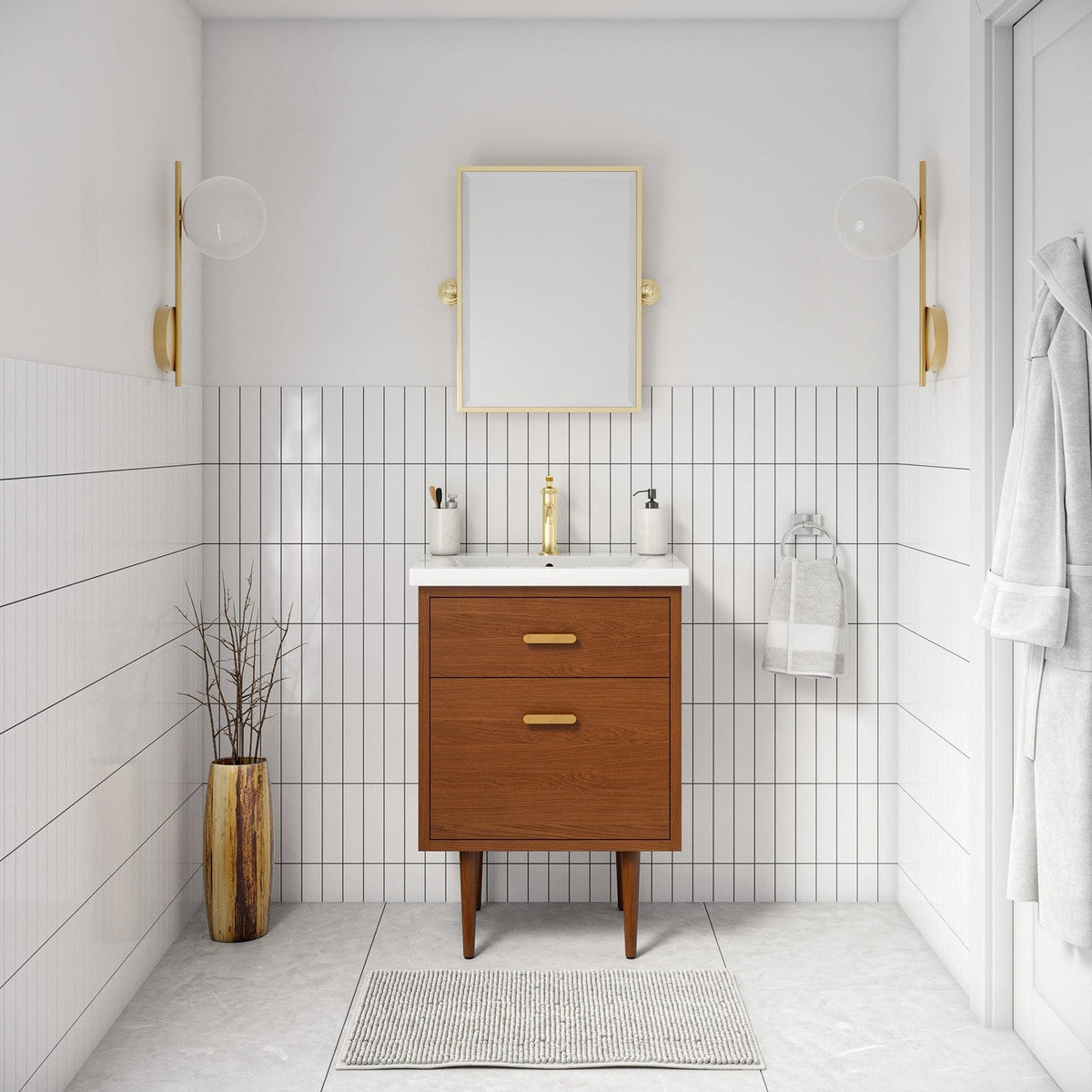 Water Creation Brandy 24" Integrated Ceramic Sink Top Vanity in Honey Walnut