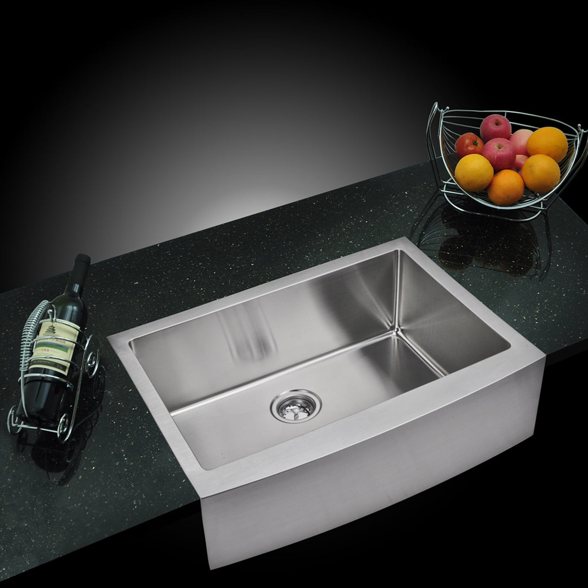 Water Creation 30 x 22 Single Bowl Stainless Steel Hand Made Apron Front Kitchen Sink