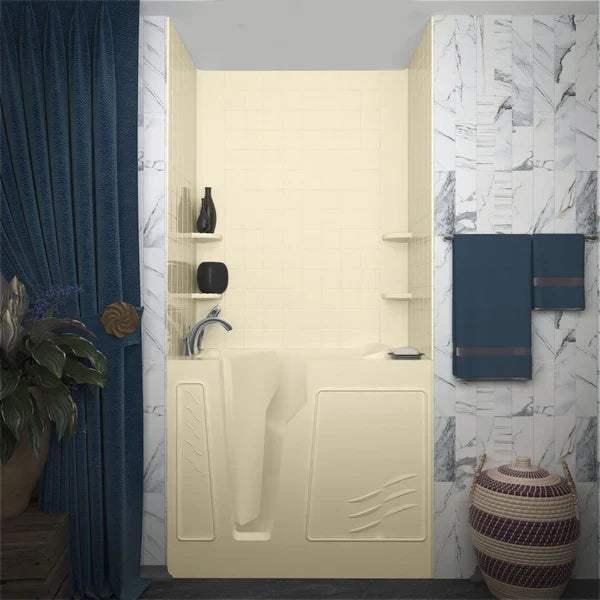 MediTub 4 in. Tiling Walk-in Bathtub Wall Surround System in Biscuit HDWX-SQ04BSG