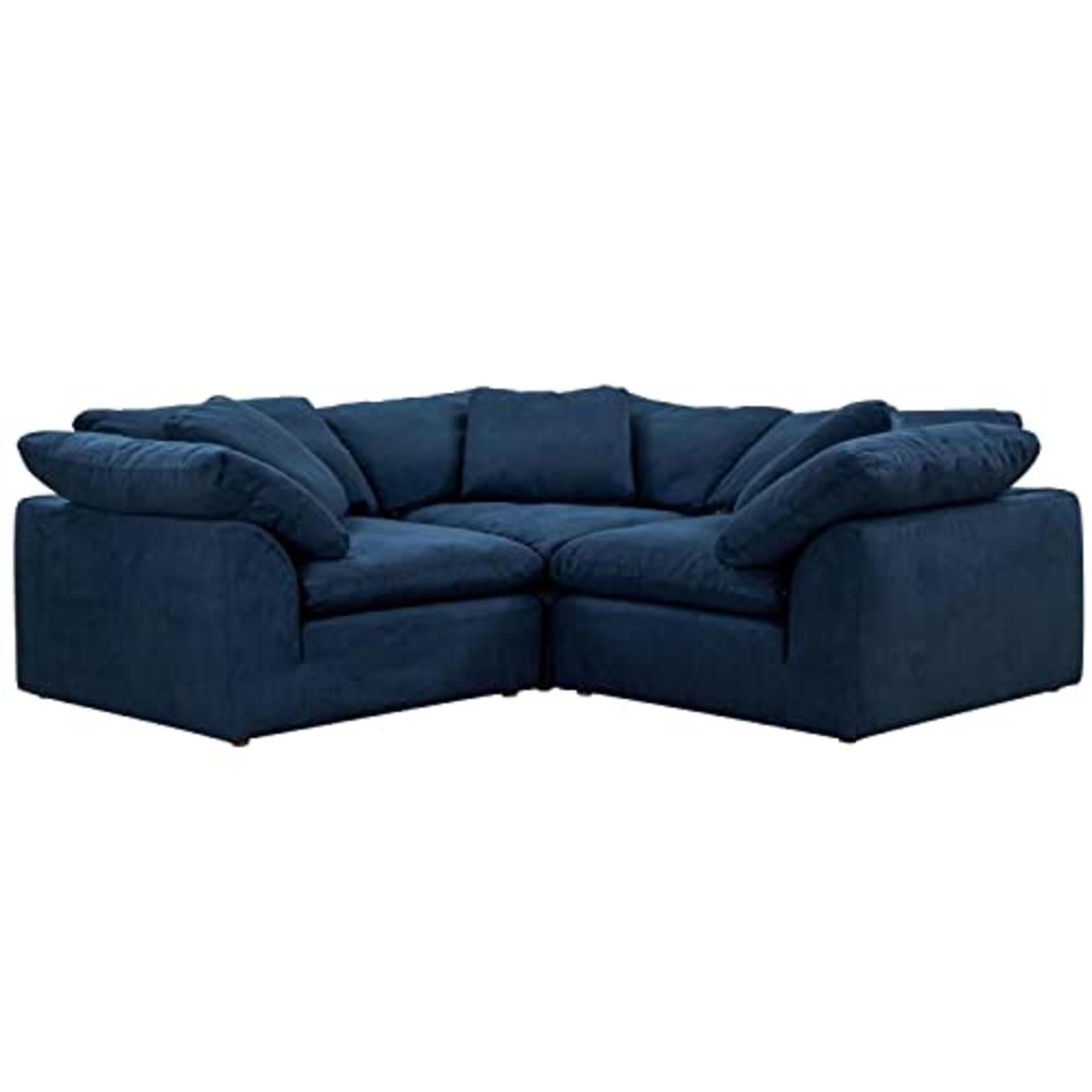 Sunset Trading Cloud Puff 3 Piece 88" Wide Slipcovered Modular Sectional Small L Shaped Sofa