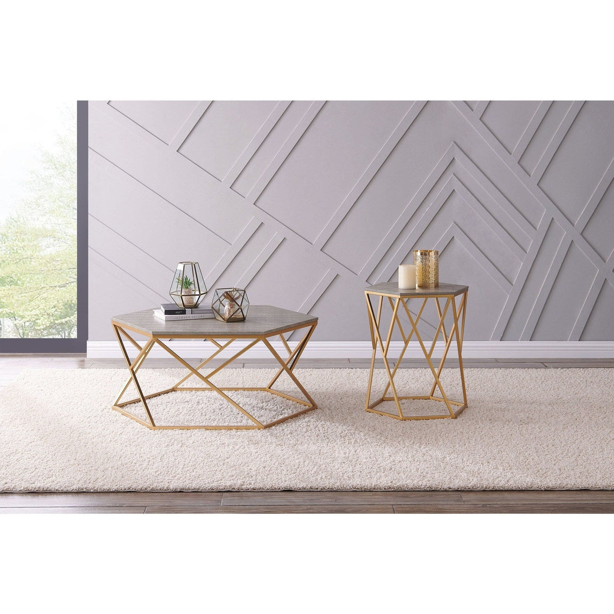 New Pacific Direct Cressa Hexagon Faux Shagreen Coffee Table 1600044
