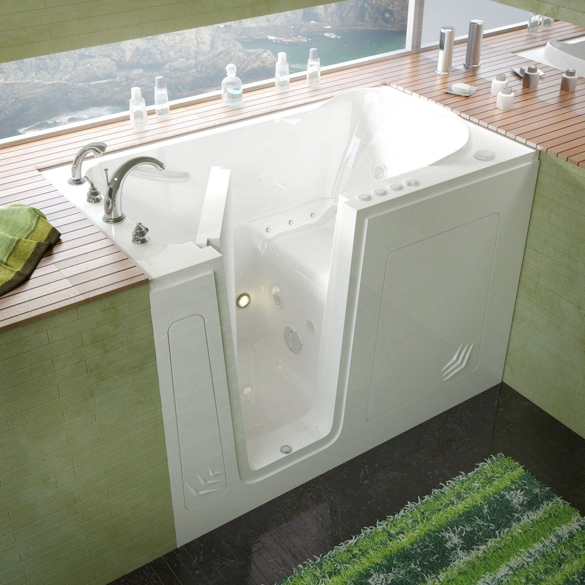 MediTub Walk-In 30 x 54 Left Drain White Whirlpool & Air Jetted Walk-In Bathtub 3054LWD