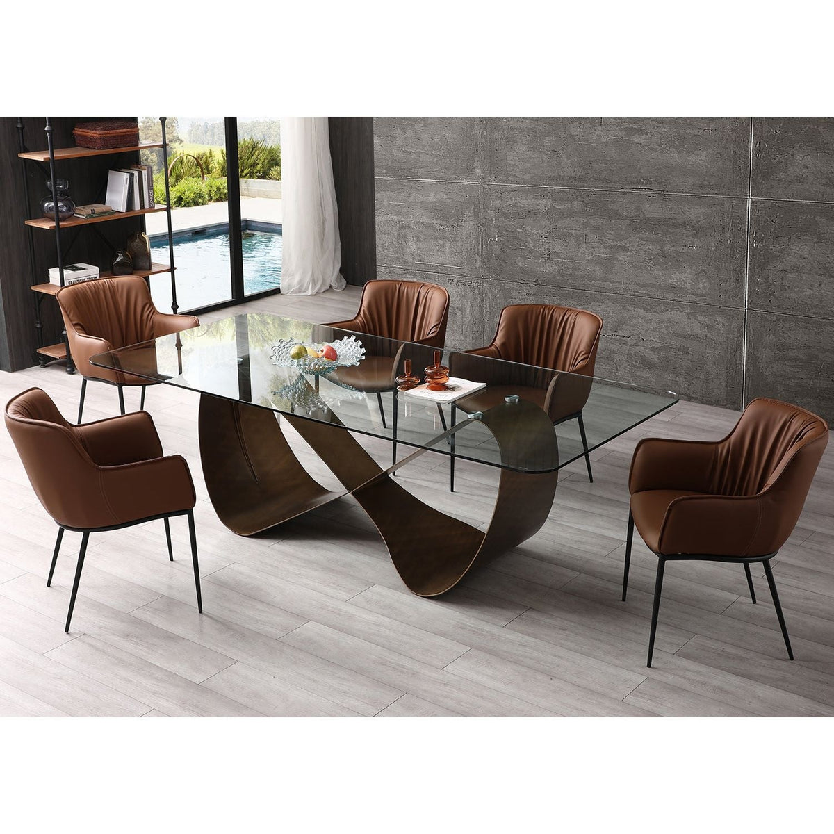 Whiteline Modern Living Tiffany Dining Table Glass Top
